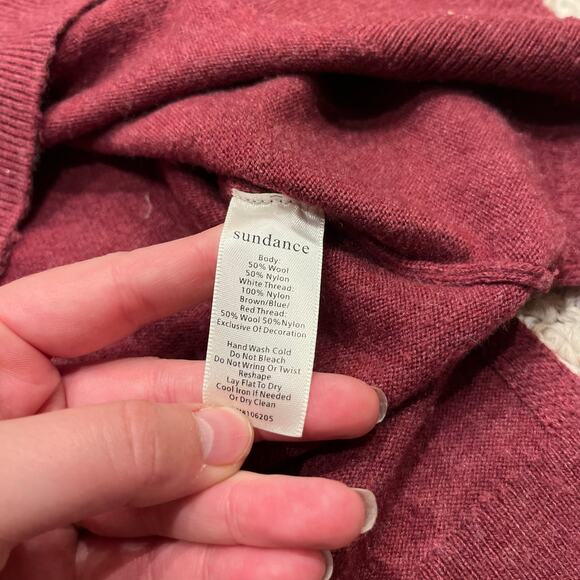 Sundance Laid Back Llama Sweater Sz S Burgundy Wool Blend Fall Casual Preppy - Picture 5 of 7